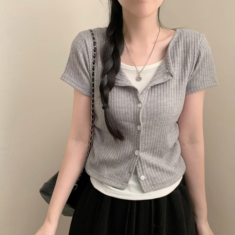 レイヤード半袖Tシャツ GREY