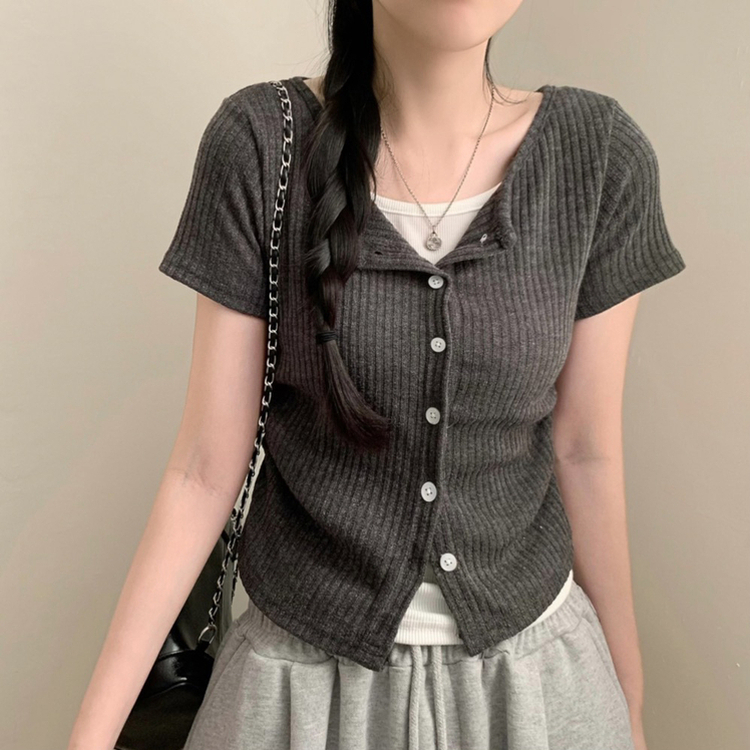 レイヤード半袖Tシャツ CHARCOAL