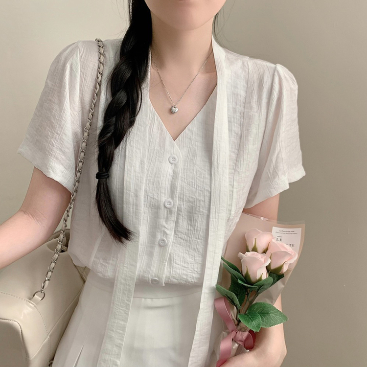 ルーズフィット半袖ブラウス(5color) IVORY