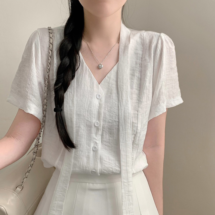 ルーズフィット半袖ブラウス(5color) IVORY