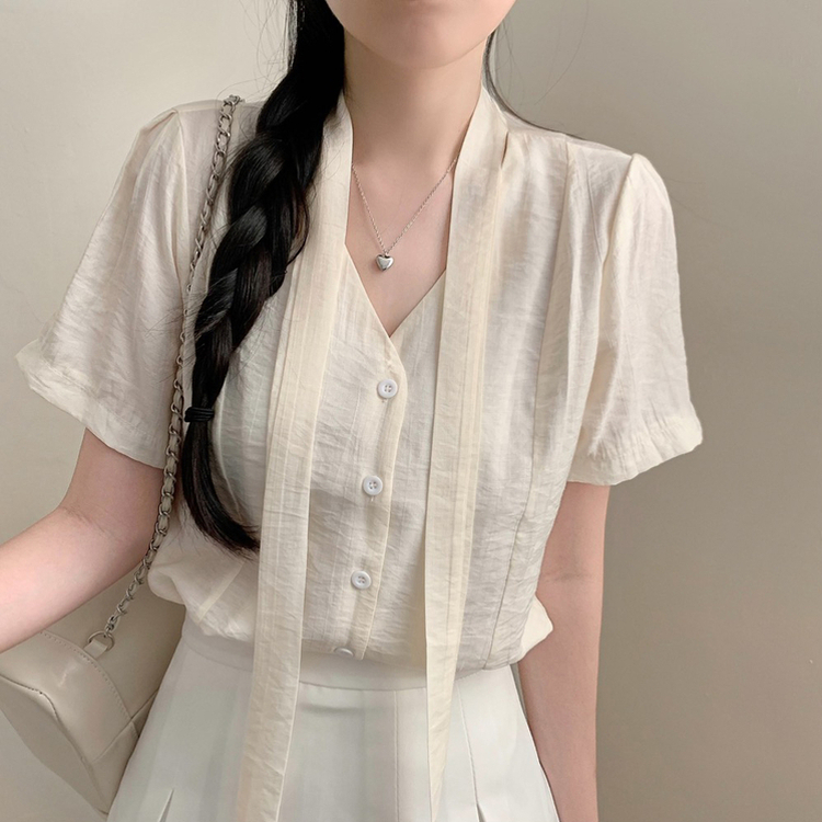 ルーズフィット半袖ブラウス(5color) CREAM