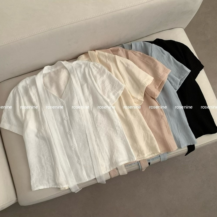 ルーズフィット半袖ブラウス(5color)