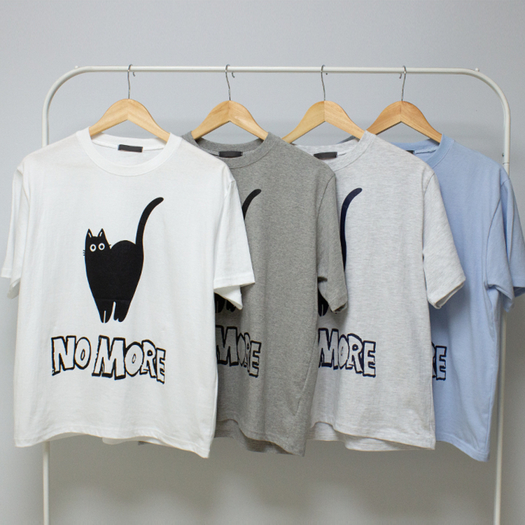 キャットオーバーフィットプリント半袖Tシャツ