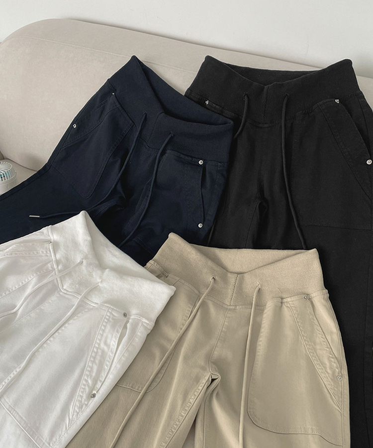 【丈別】ストリングコットンブーツカットフレアパンツ