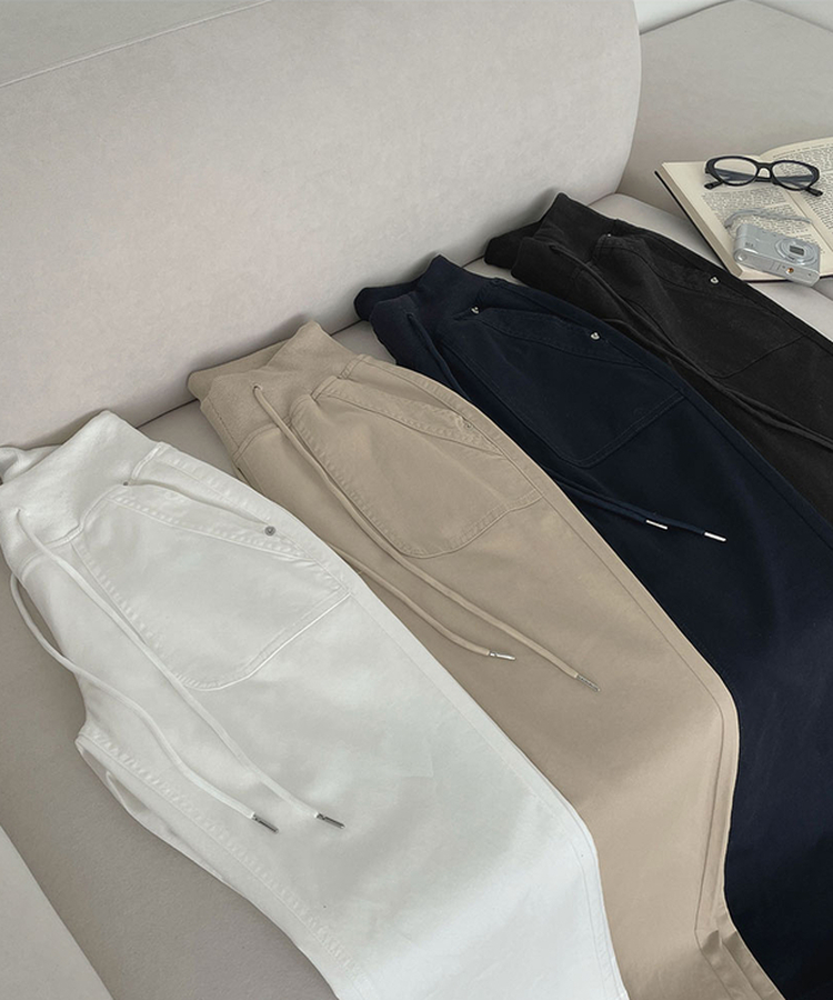 【丈別】ストリングコットンブーツカットフレアパンツ