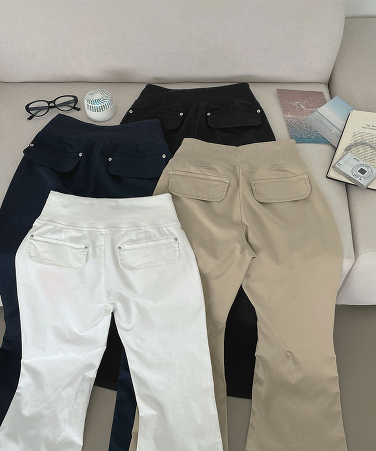 【丈別】ストリングコットンブーツカットフレアパンツ