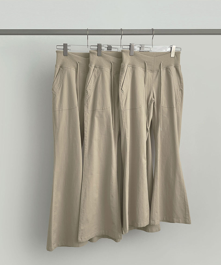 【丈別】ストリングコットンブーツカットフレアパンツ