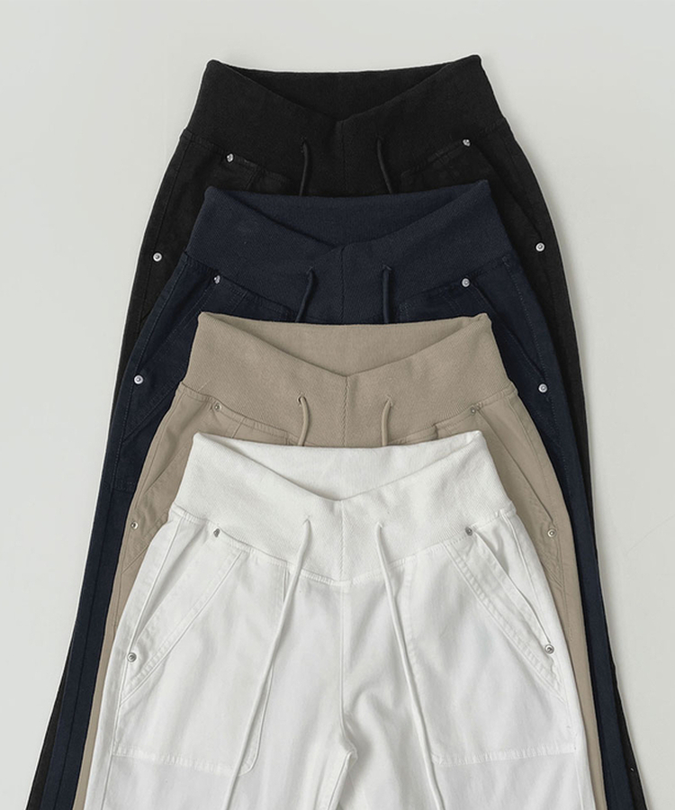 【丈別】ストリングコットンブーツカットフレアパンツ