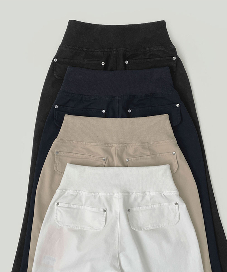 【丈別】ストリングコットンブーツカットフレアパンツ