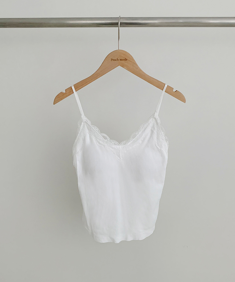 【カップ付き】レースストラップリブキャミソール(5color)