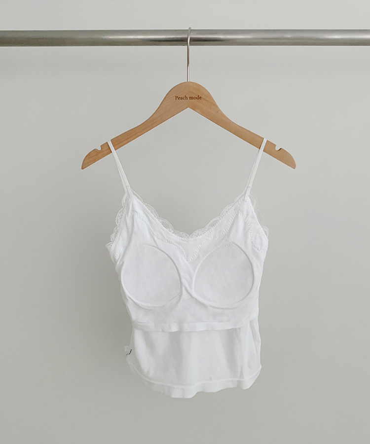 【カップ付き】レースストラップリブキャミソール(5color)