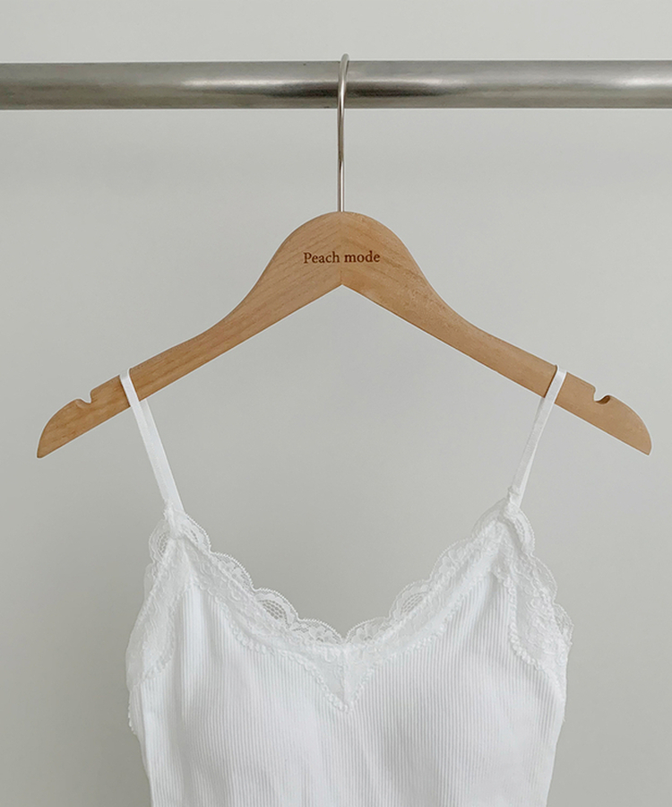 【カップ付き】レースストラップリブキャミソール(5color)