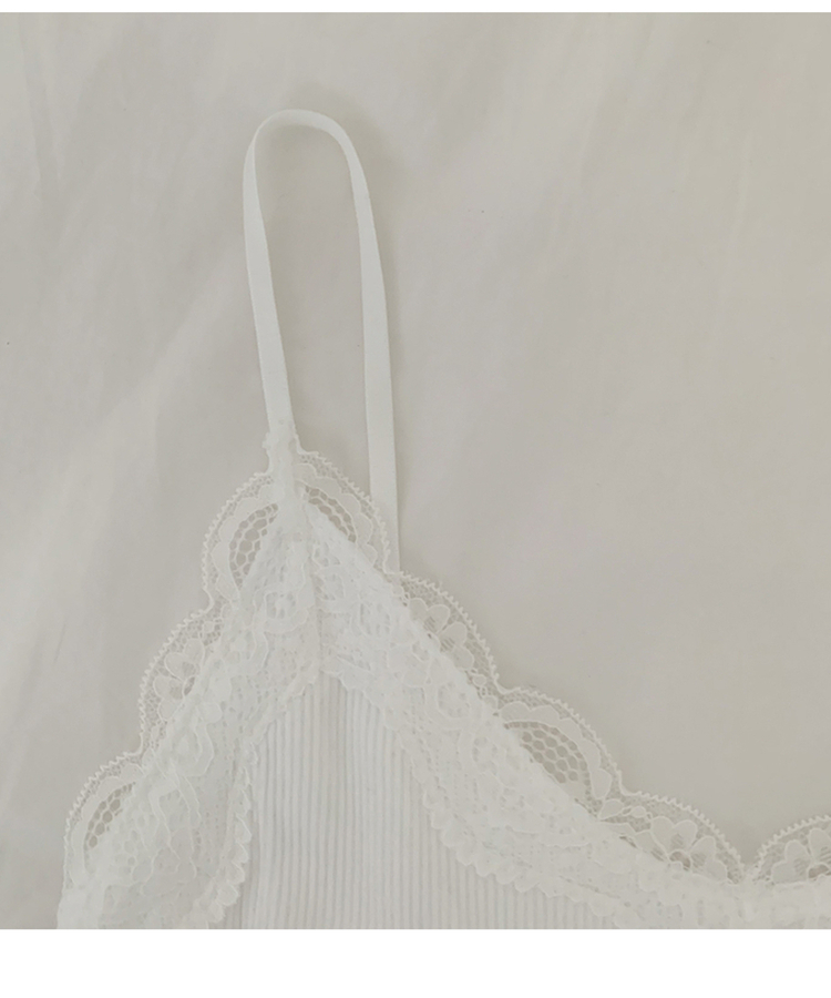 【カップ付き】レースストラップリブキャミソール(5color)