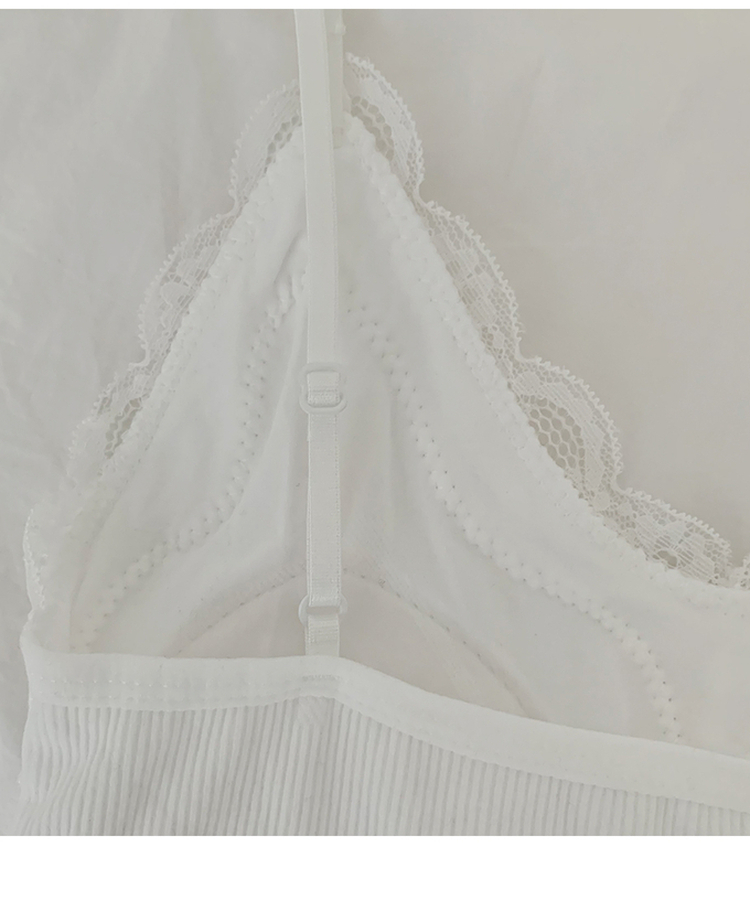 【カップ付き】レースストラップリブキャミソール(5color)