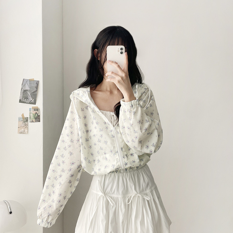 フラワーフードジップアップジャケット｜ジャンパー｜韓国ファッション
