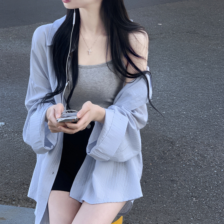 オーバーフィットストライプシャツ(5color) SKY BLUE