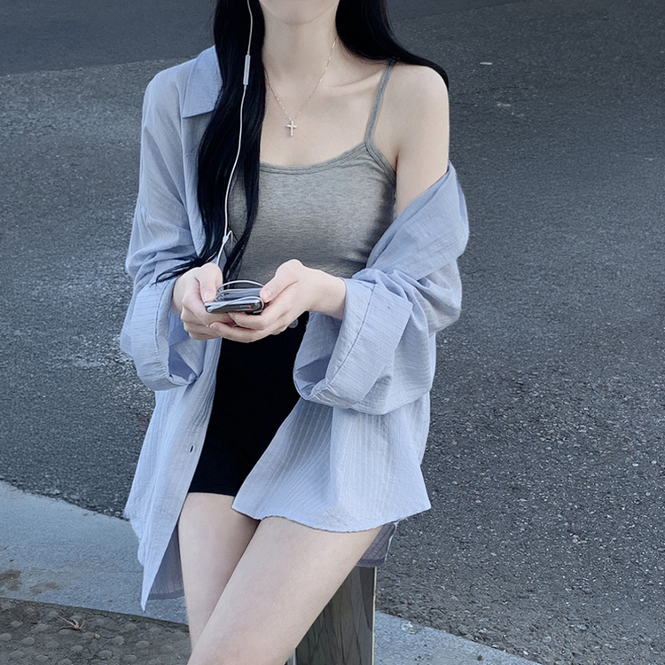 オーバーフィットストライプシャツ(5color) SKY BLUE