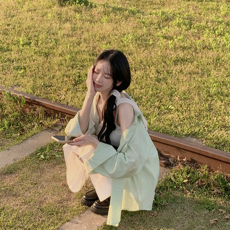 オーバーフィットストライプシャツ(5color) MINT