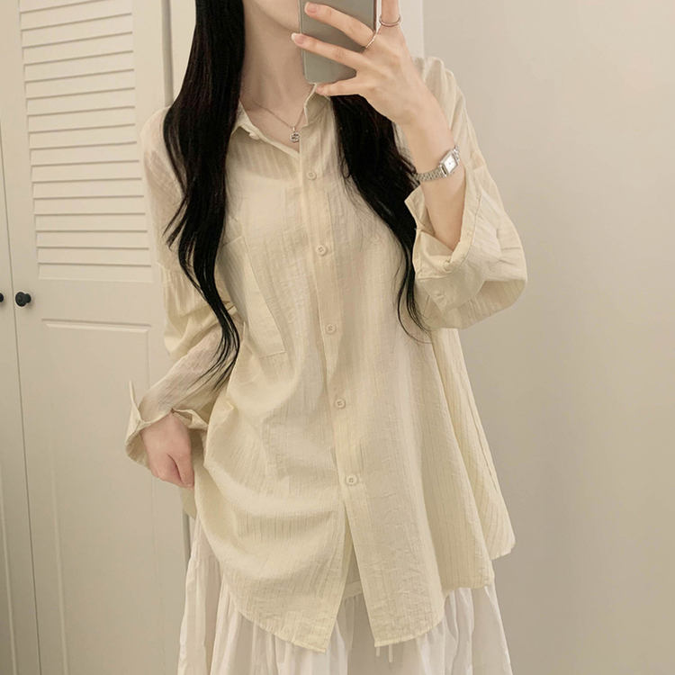 オーバーフィットストライプシャツ(5color) BEIGE