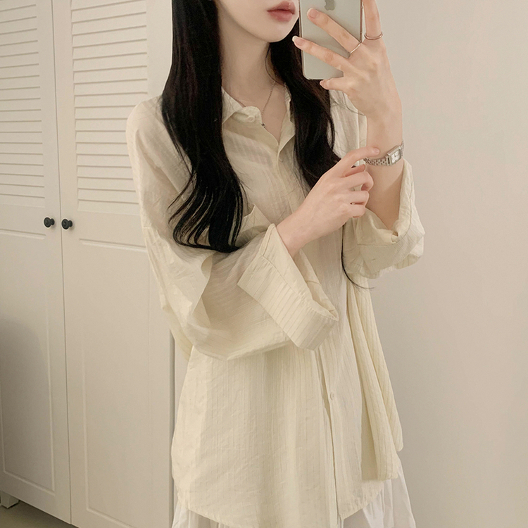 オーバーフィットストライプシャツ(5color) BEIGE