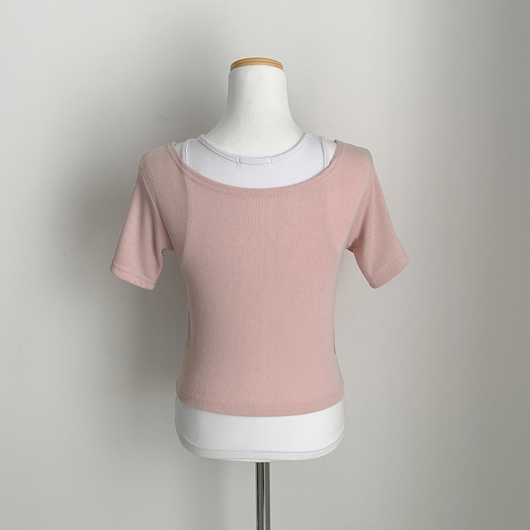 レイヤードクロップ半袖Tシャツ(5color)