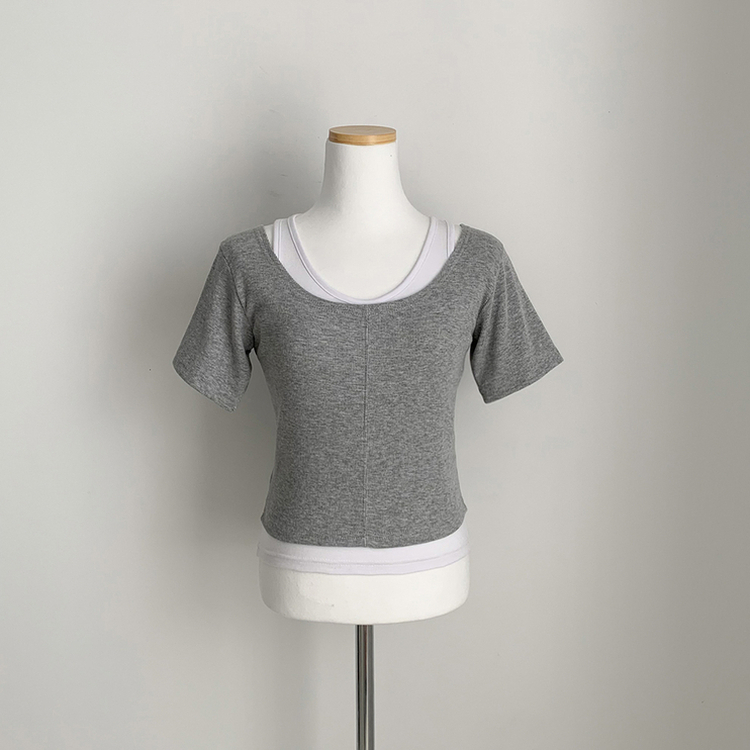 レイヤードクロップ半袖Tシャツ(5color)