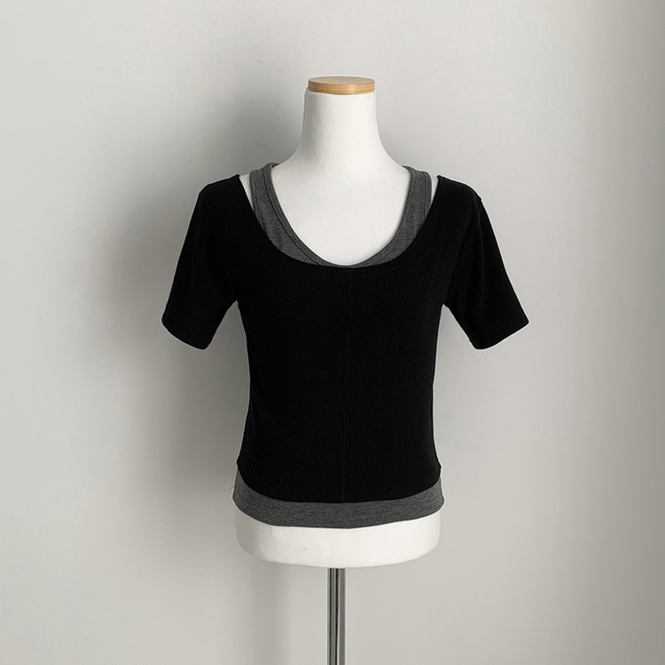 レイヤードクロップ半袖Tシャツ(5color)