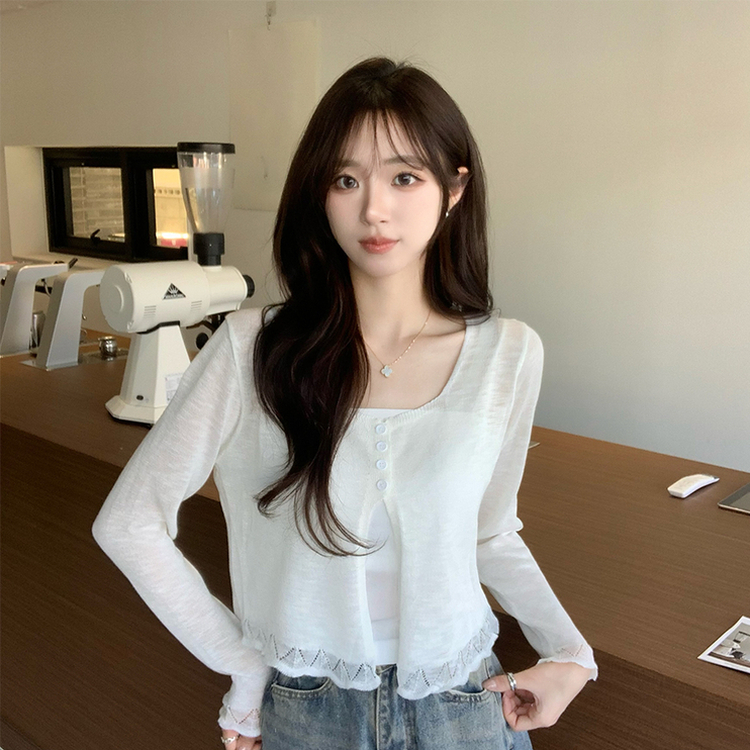 【SET】キャミソール＋ボタンカーディガン WHITE