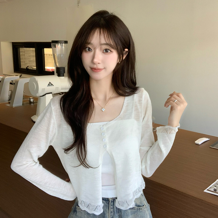 【SET】キャミソール＋ボタンカーディガン WHITE