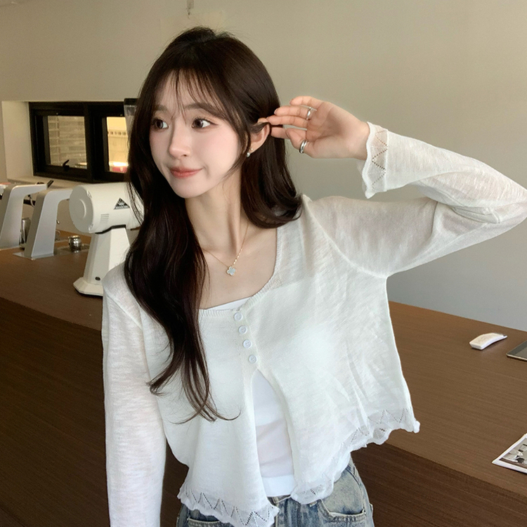 【SET】キャミソール＋ボタンカーディガン WHITE