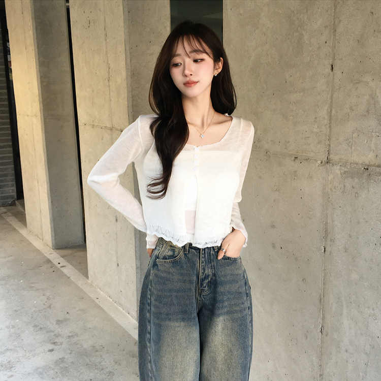 【SET】キャミソール＋ボタンカーディガン WHITE