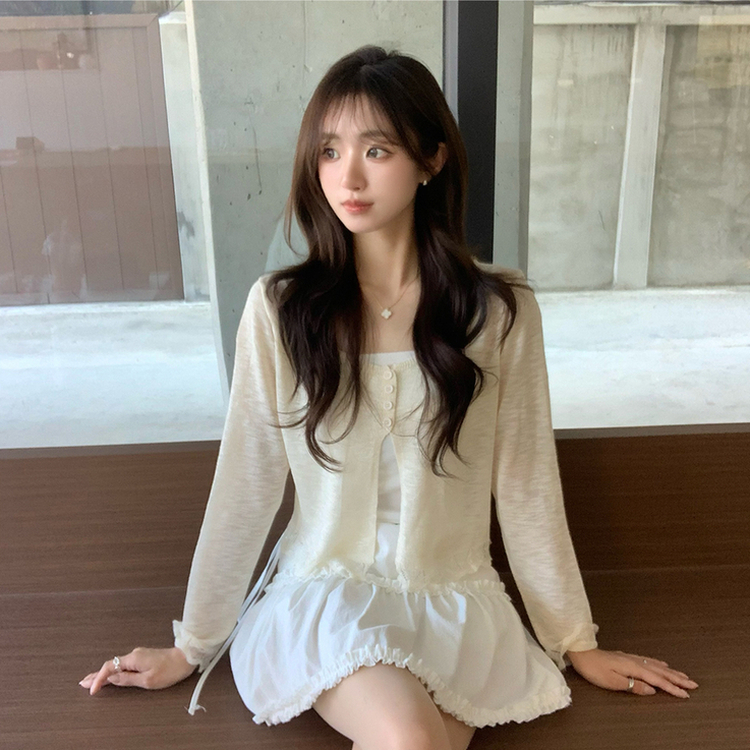 【SET】キャミソール＋ボタンカーディガン LIGHT YELLOW