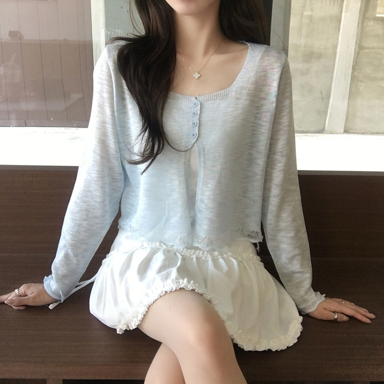 【SET】キャミソール＋ボタンカーディガン SKY BLUE