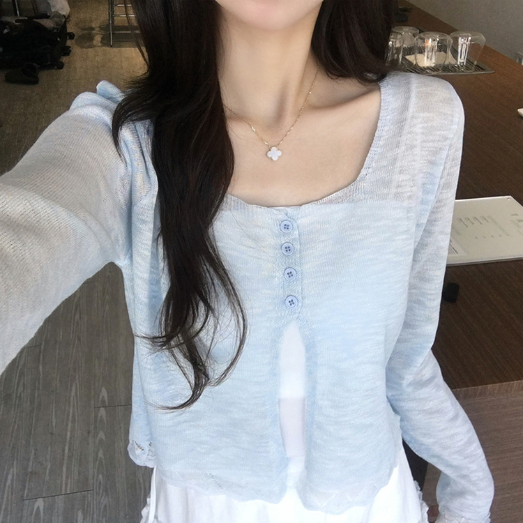 【SET】キャミソール＋ボタンカーディガン SKY BLUE