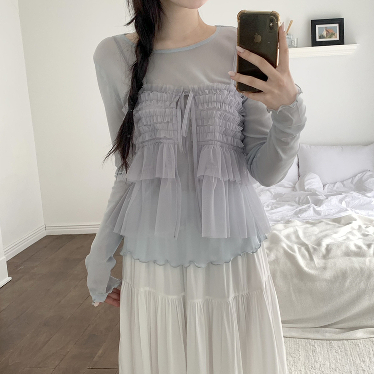 ティアードレースレイヤードキャミ GREY