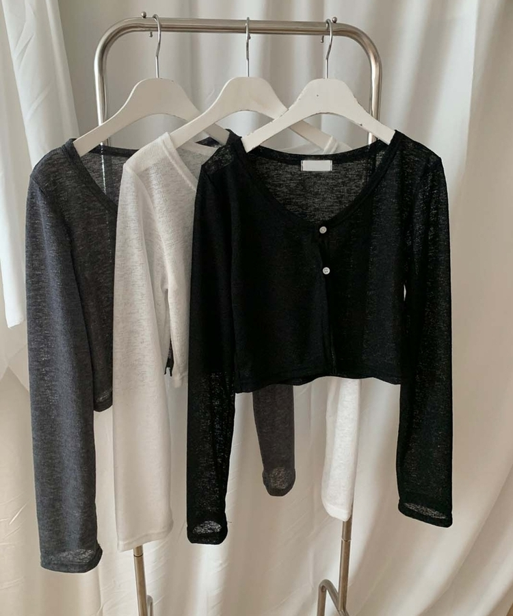 ボタンシースルークロップカーディガン