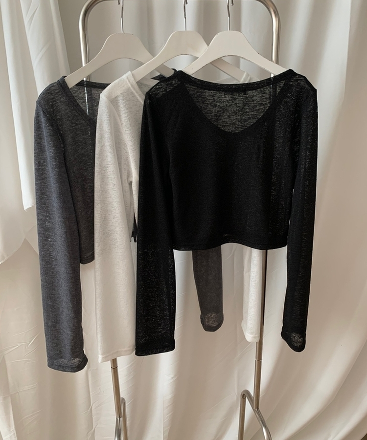 ボタンシースルークロップカーディガン