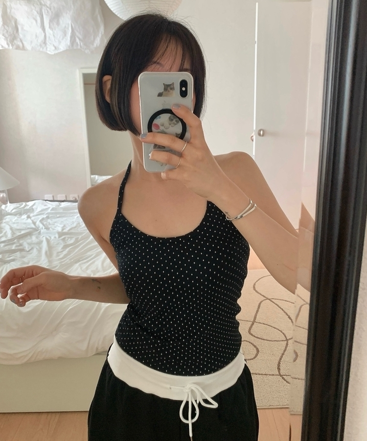 ドットホルターネックキャミソール BLACK