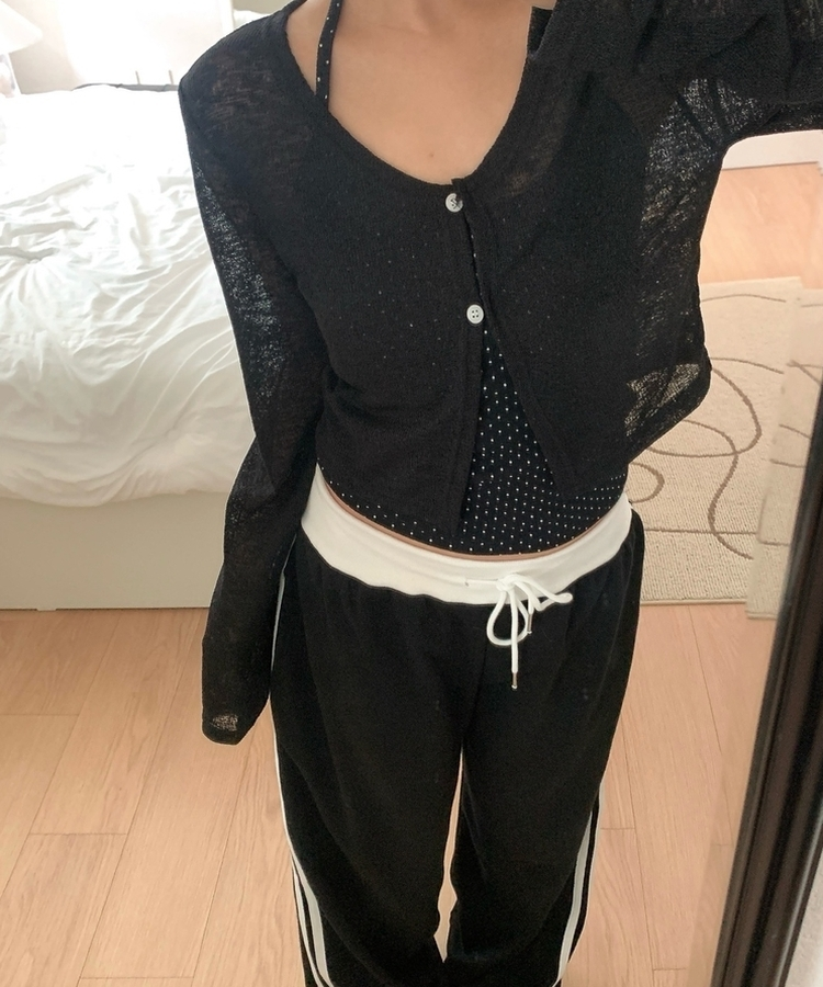 ドットホルターネックキャミソール BLACK