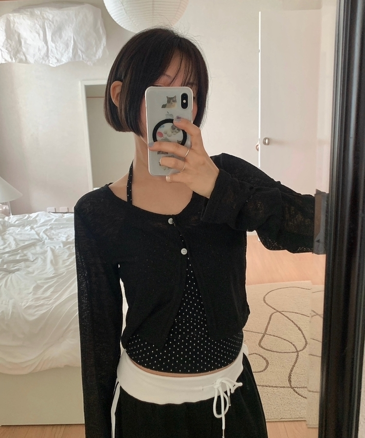 ドットホルターネックキャミソール BLACK