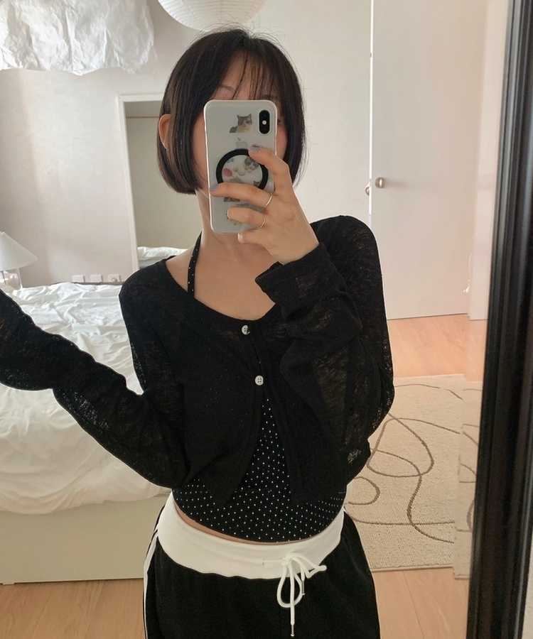 ドットホルターネックキャミソール BLACK