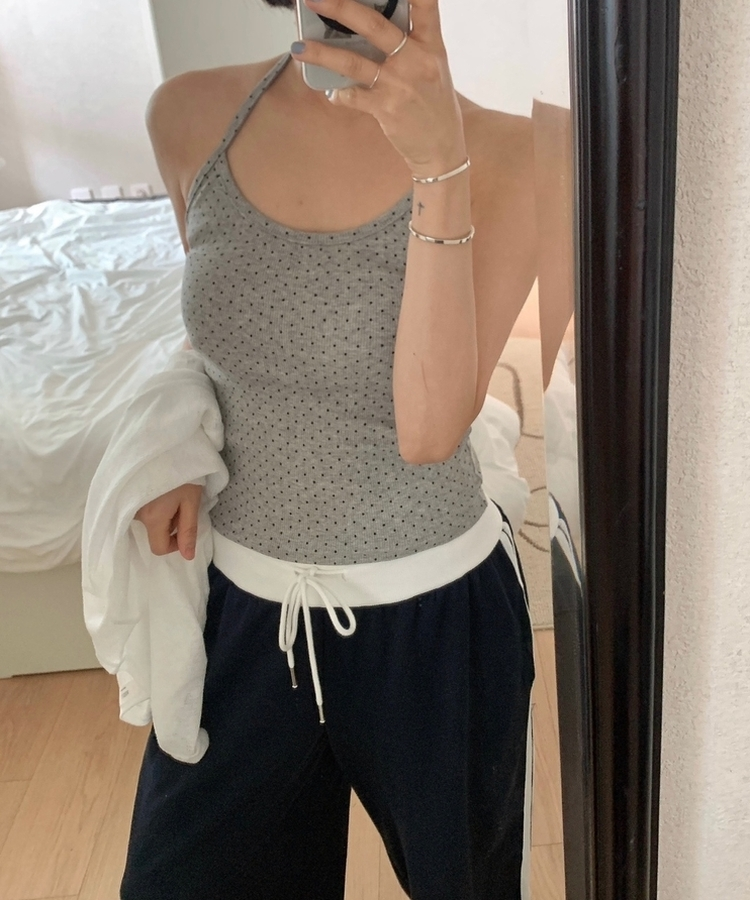 ドットホルターネックキャミソール GREY