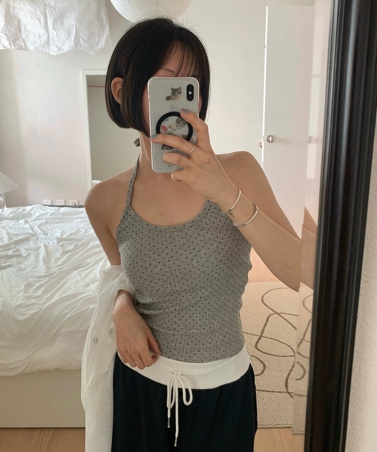 ドットホルターネックキャミソール GREY