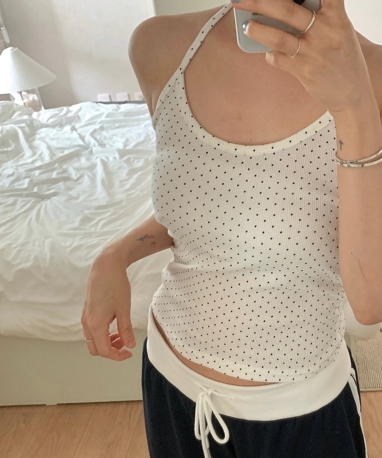 ドットホルターネックキャミソール IVORY