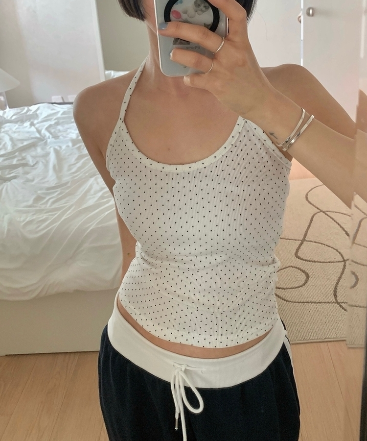 ドットホルターネックキャミソール IVORY