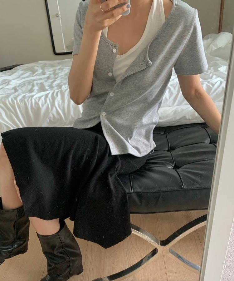 ホルターキャミソール半袖カーディガン GREY