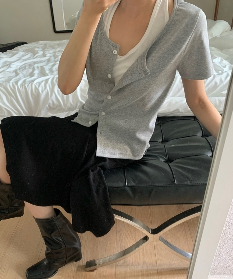 ホルターキャミソール半袖カーディガン GREY