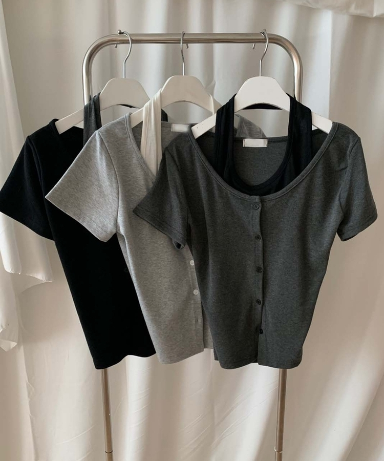 ホルターキャミソール半袖カーディガン