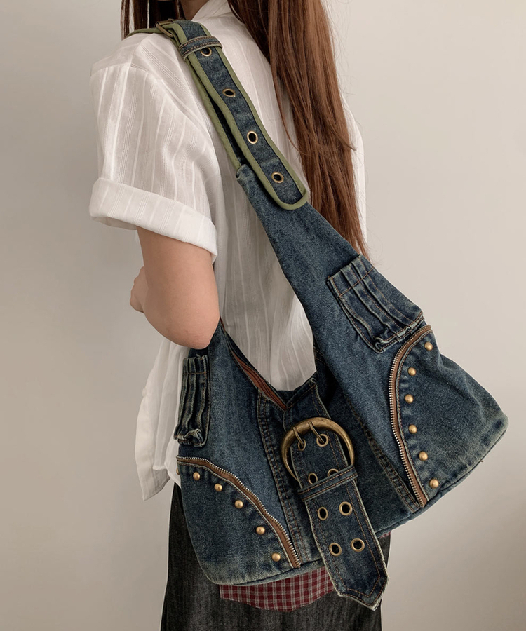 ビンテージデニムベルトショルダーバッグ blue