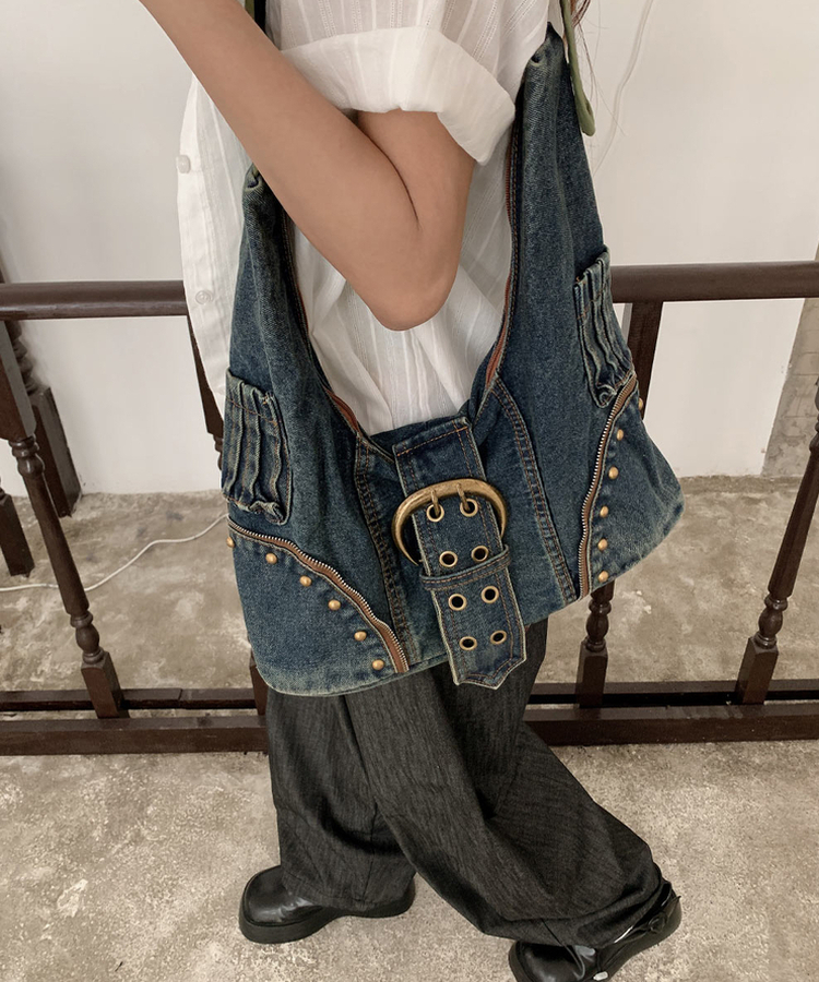 ビンテージデニムベルトショルダーバッグ blue